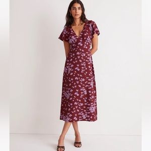 NWT Madewell V Neck Flutter Midi Dress